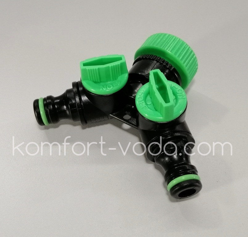 Кран кульовий Presto-PS на 2 виходи з внутрішньою різзю 3/4"-1" (4027)