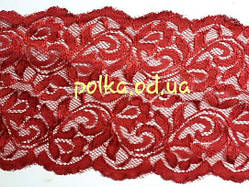 Стрейчеве мереживо "завиток", ширина 17 см, колір червоний (ціна за 1 уп-23метра)
