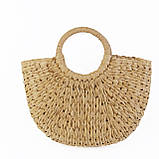 Жіноча солом'яна сумка плетений хакі світло коричневий, фото 4