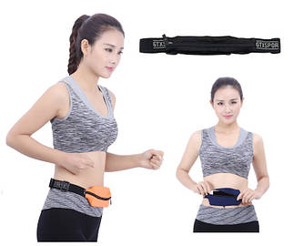 Мінісумка поясна з кишенею під дрібниці для спорту (чорна) бананка швидкознімна