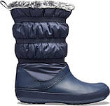 Чоботи зимові жіночі непромокальні дутики з хутром / Crocs Womens Crocband Winter Boot (205314) Темно-сині 37, фото 6