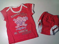 Комплект ясельний, розмір 48 (68-74), модель 120076111ш КОНФЕТ НЕ ДАжуйте — червоно-кораловий