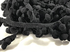Тасьма з помпонами колір чорний 20 мм