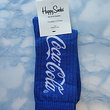 Шкарпетки чоловічі високі з принтом Coca Cola сині 41-45