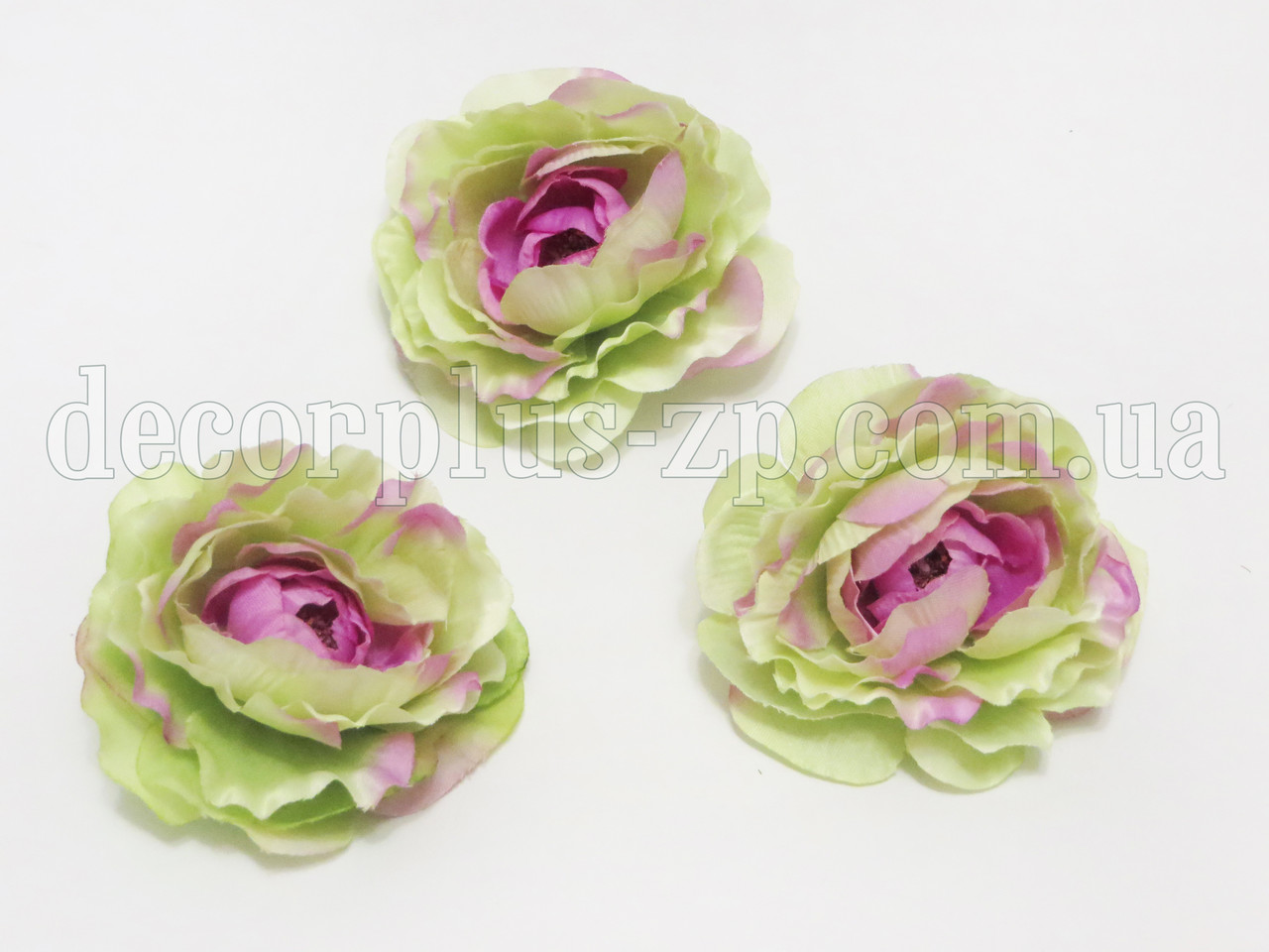 Голова чайної троянди 8,5 см. Салатова + бузкова, фото 1