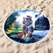 Коврик для пляжа с бахромой Тигр техно ,160 см (махра)