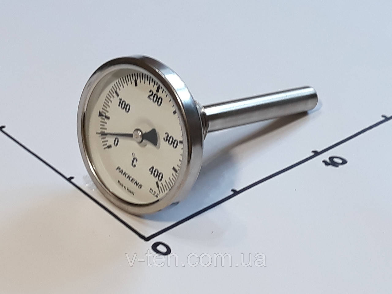 Термометр Ø63мм/400 °C/L-110 мм 1/2" стрижневий PAKKENS (Туреччина)