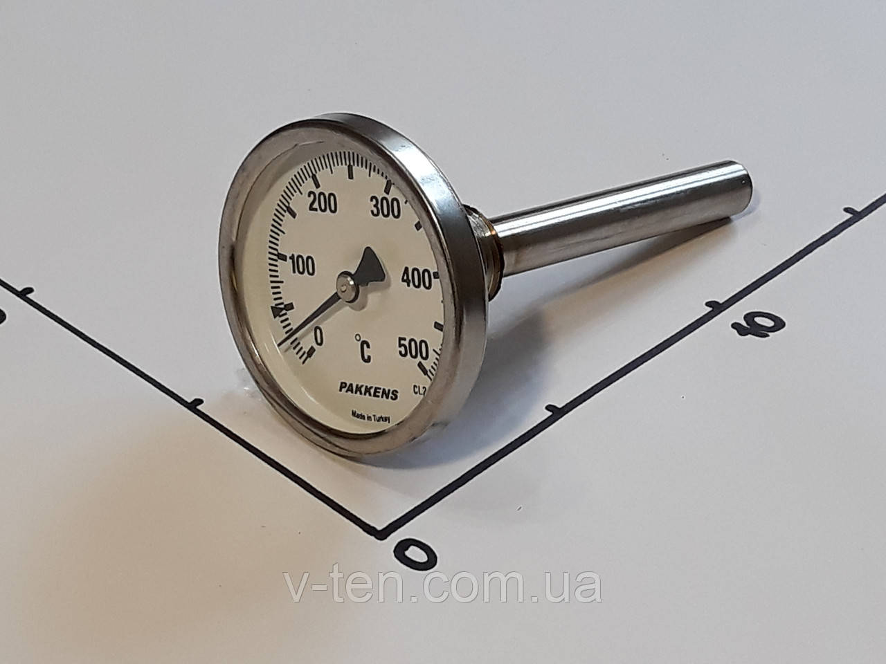 Термометр Ø63мм/500 °C/L-110 мм 1/2" стрижневий PAKKENS (Туреччина), фото 1
