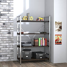 Стелаж низький для дому чи офісу L-125 Loft Design Хром / Венге Корсика