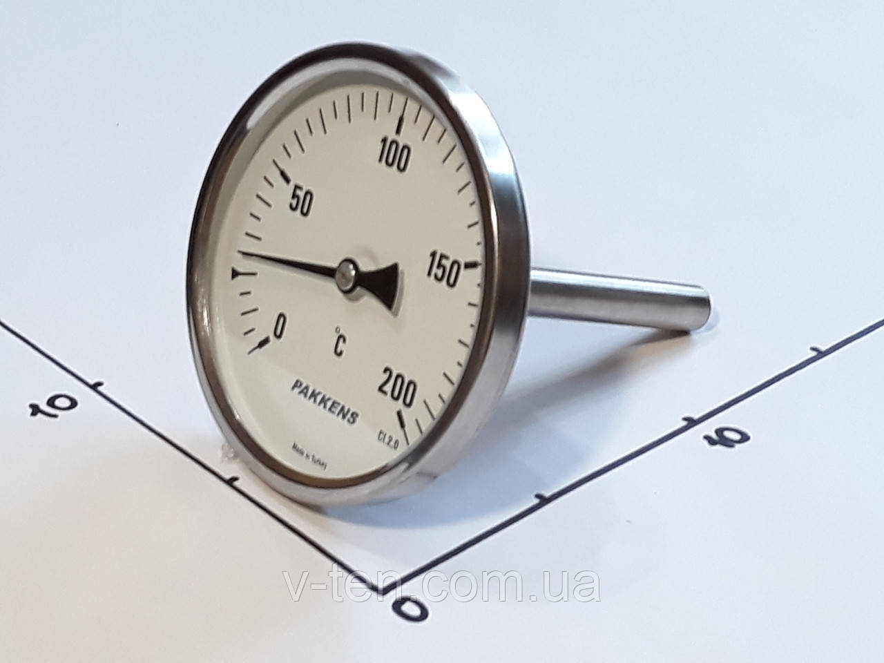 Термометр Ø100 мм / 200 °C / L — 110 мм 1/2" стрижневий PAKKENS (Туреччина)