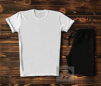 Мужская белая футболка и мужские черные шорты / Летние комплекты для мужчин