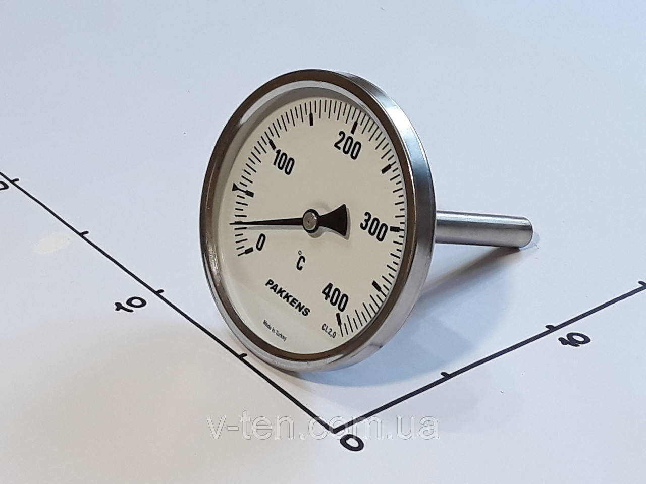 Термометр Ø100 мм / 400 °C / L — 110 мм 1/2" стрижневий PAKKENS (Туреччина)