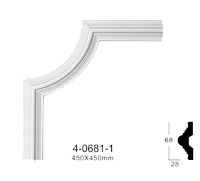 Угловой элемент Classic Home 4-0681-1 , лепной декор из полиуретана 450*450