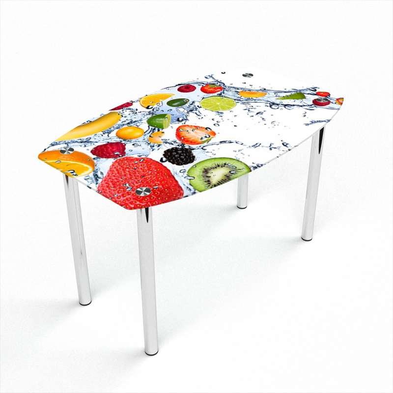 Стіл обідній Бочка стільниця прямокутна скло фотодрук Fruit Shake 910х610 *Еко мм (БЦ-Стіл ТМ)