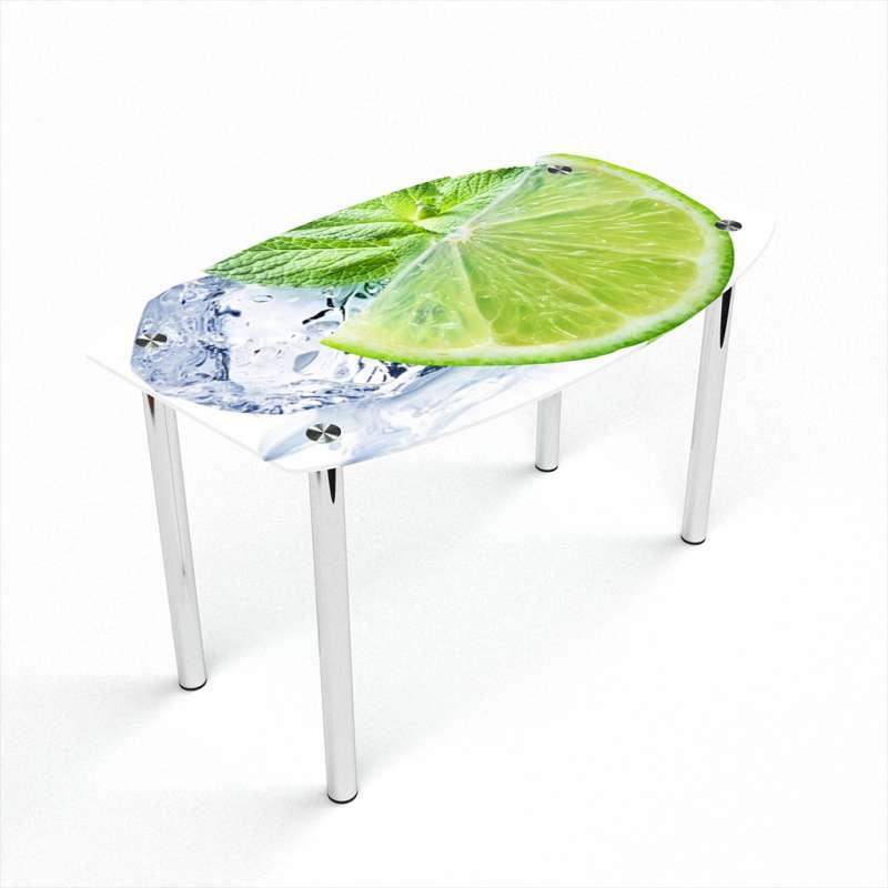 Стіл обідній Бочка стільниця прямокутна скло фотодрук Ice lime 910х610 *Еко мм (БЦ-Стіл ТМ)
