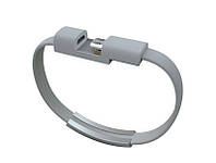 USB силіконовий браслет-кабель MicroUSB для синхронізації смартфона та передавання даних, заряджання телефона (gray)