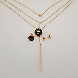 Набір біжутерії , Підвіска+сережки "Louis Vuitton", Stainless Steel , під золото