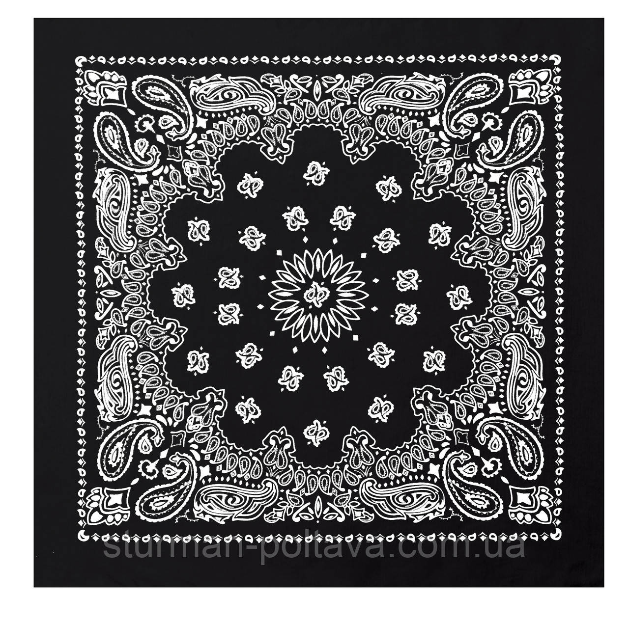 Бандана велика чорна з класичним малюнком BLACK BANDANA розмір 70х70 см Rotcho США