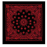 Бандана велика з класичним малюнком чорна з червоним 70х70 см Rothco США