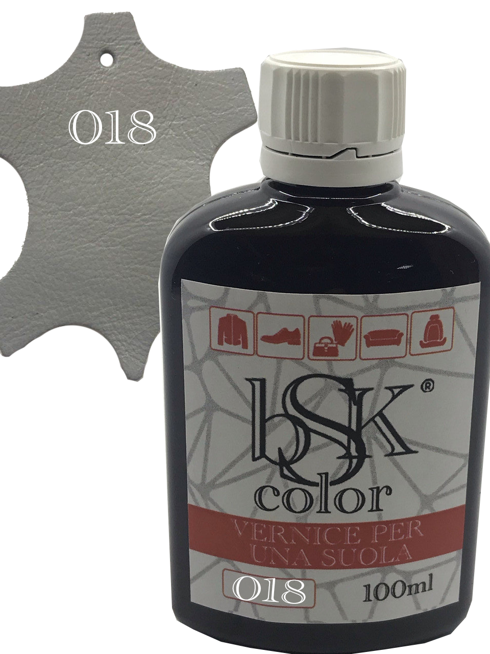 Фарба для гладкої шкіри "bsk-color" 100 ml сіра-платина