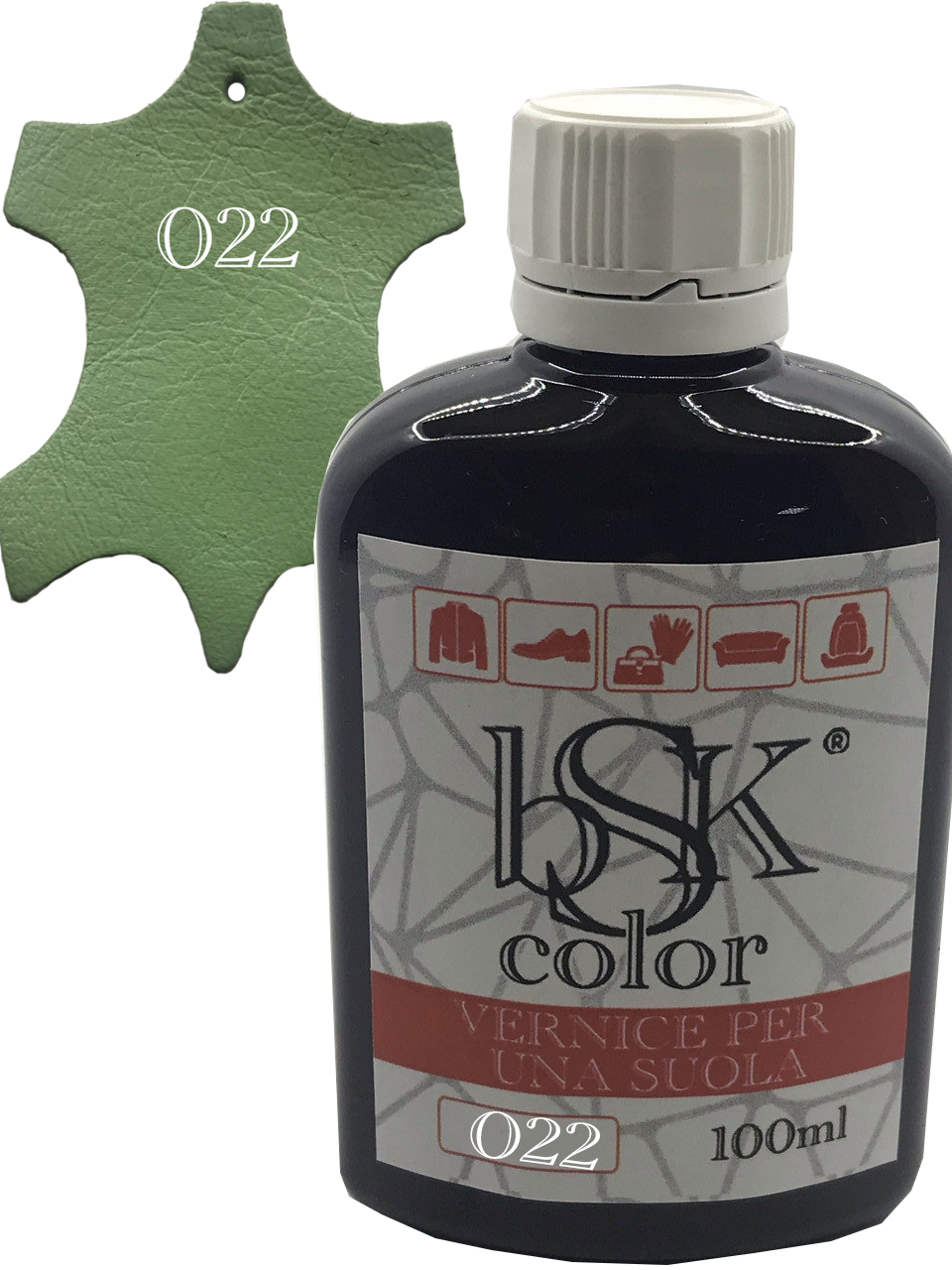 Фарба для гладкої шкіри "bsk-color" 100ml пастельно-зелений, фото 1