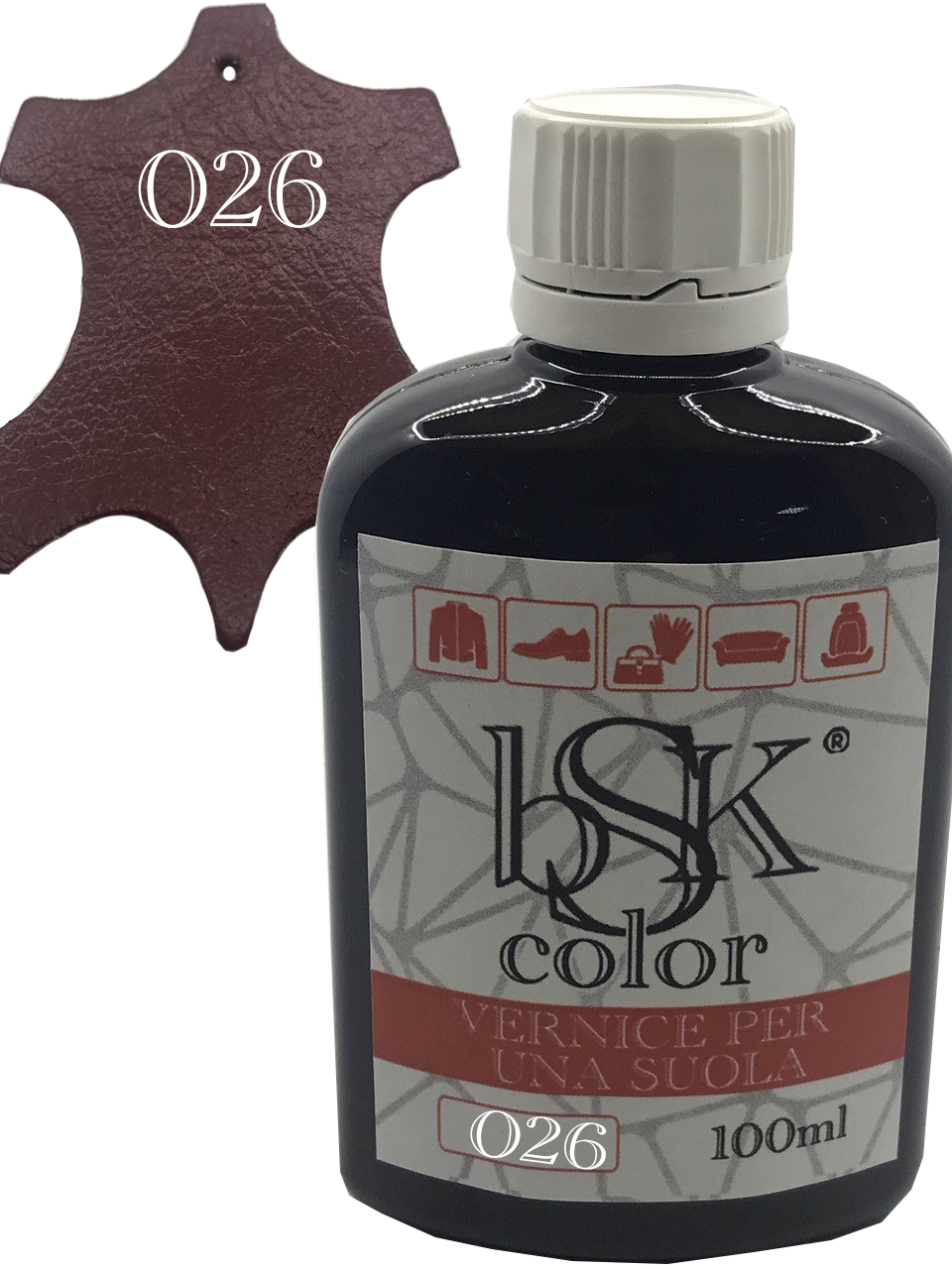 Фарба для гладкої шкіри "bsk-color" 100ml вишневий, фото 1