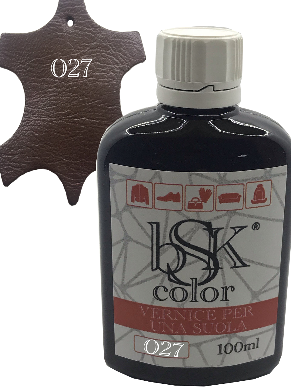 Фарба для гладкої шкіри "bsk-color" 100ml каштановий, фото 1