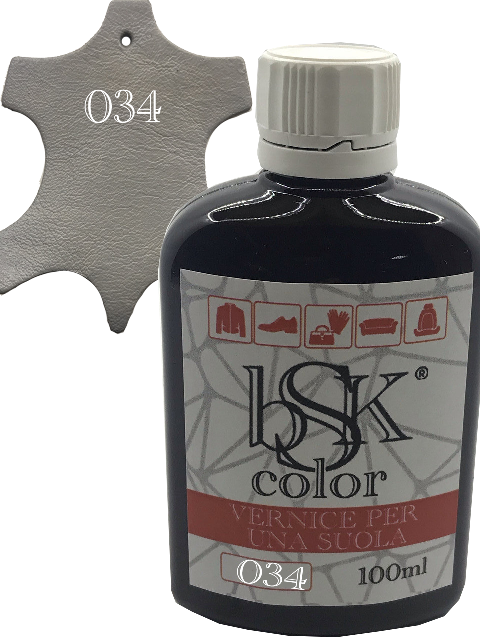 Фарба для шкіри bsk-color 100ml світло-сірий , фото 1