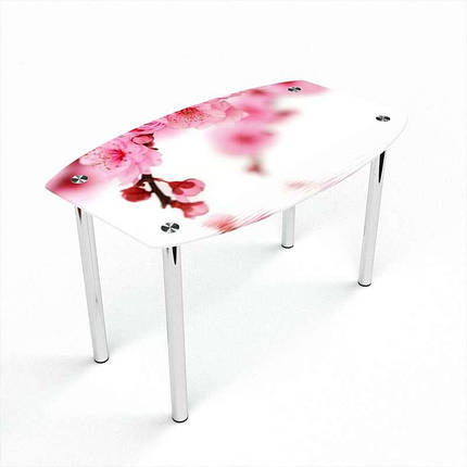 Стол кухонный стеклянный Бочка фотодрук Sakura 91х61 *Эко (БЦ-стол ТМ), фото 2
