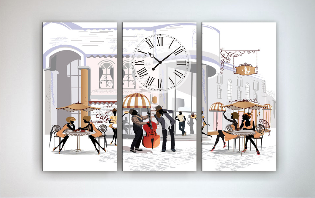 Настенные часы на холсте Кафе, фото 1