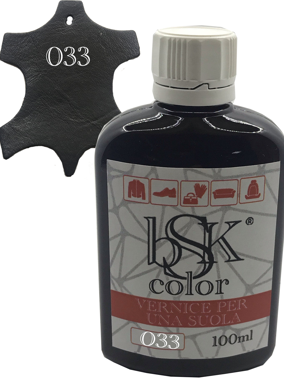 Фарба для шкіри bsk-color 100ml, колір сіро-чорний, фото 1