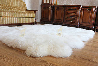 Килим з 12-ти довгошерстих овечих шкур, білий розмір 210*310 см
