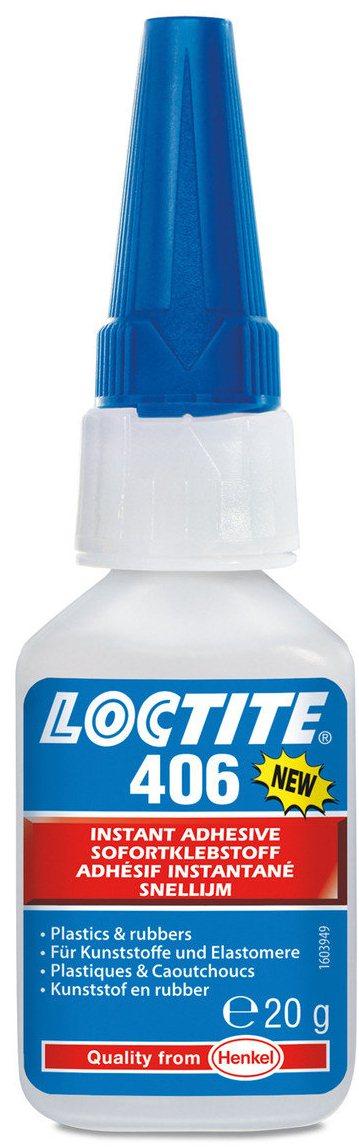 Клей цианоакрилатный моментальний для пластмаси і гуми Loctite 406, 20 гр