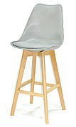 Стілець барний пластиковий на дерев'яних ніжках Milan 75, колір сірий 10