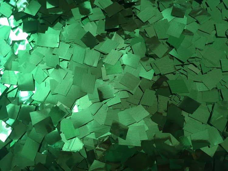 Конфеті квадратики зелений. Вага: 50 г.