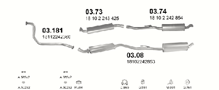Глушник середня + задня частина (03.73+03.74) BMW E34 2.4TD, 2.5TD 88-96, фото 3