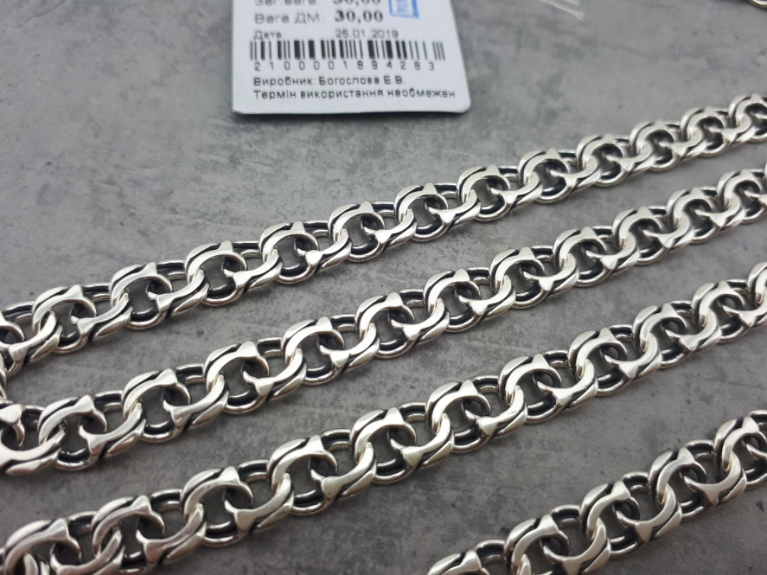 Солідна срібний ланцюг 30 грам 55 см для чоловіка, фото 1