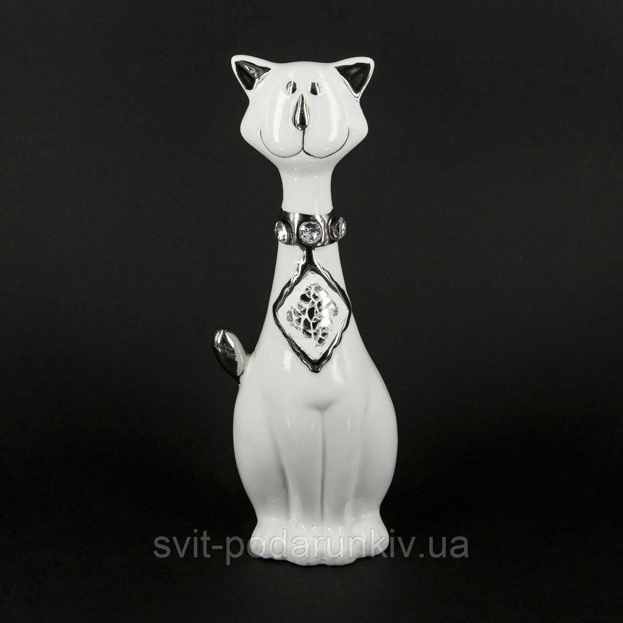Статуетка кот керамічний білий HYS21095-1, фото 1
