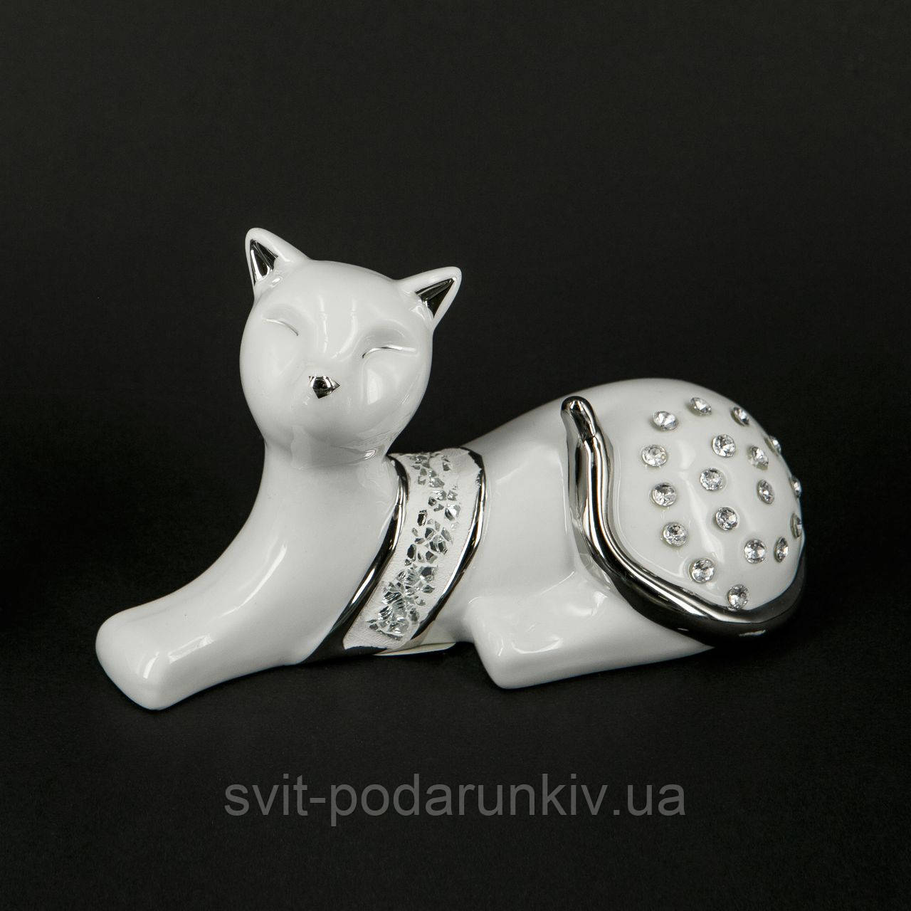 Фігурка кішки з камінчиками HYS21249-W, фото 1