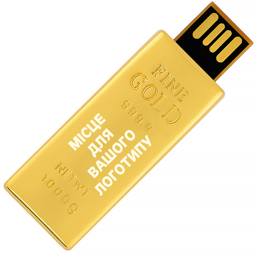 USB-флешка Золотий слиток міні під гравіювання лого 16 ГБ золотистий колір (0326-16GB)