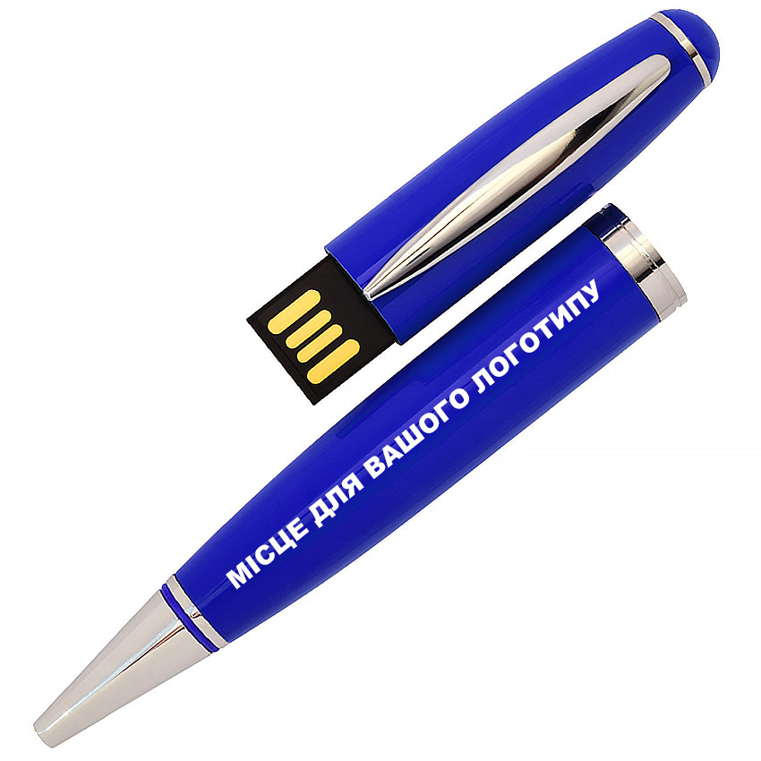 USB Флеш накопичувач РУЧКА 64ГБ СИНІЙ (під нанесення) 1122-3-64GB | Юсб флешка, фото 1