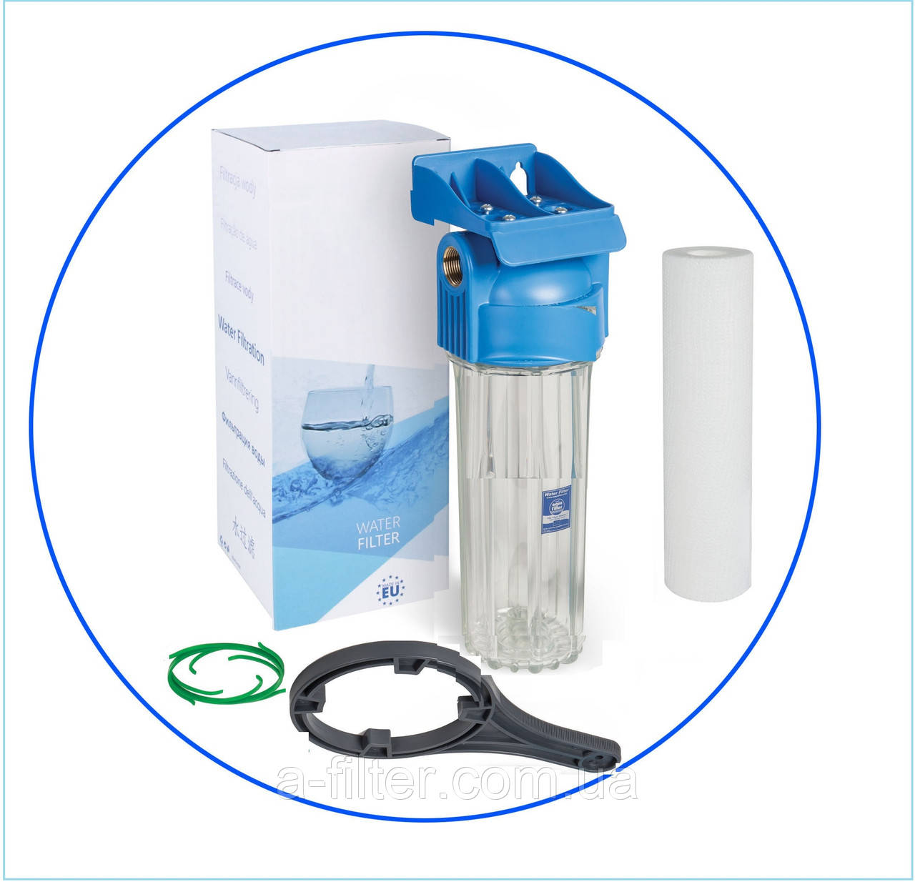 10" Прозорий посилений корпус фільтра, з лат. різзю 1". Картридж — безплатно., фото 1