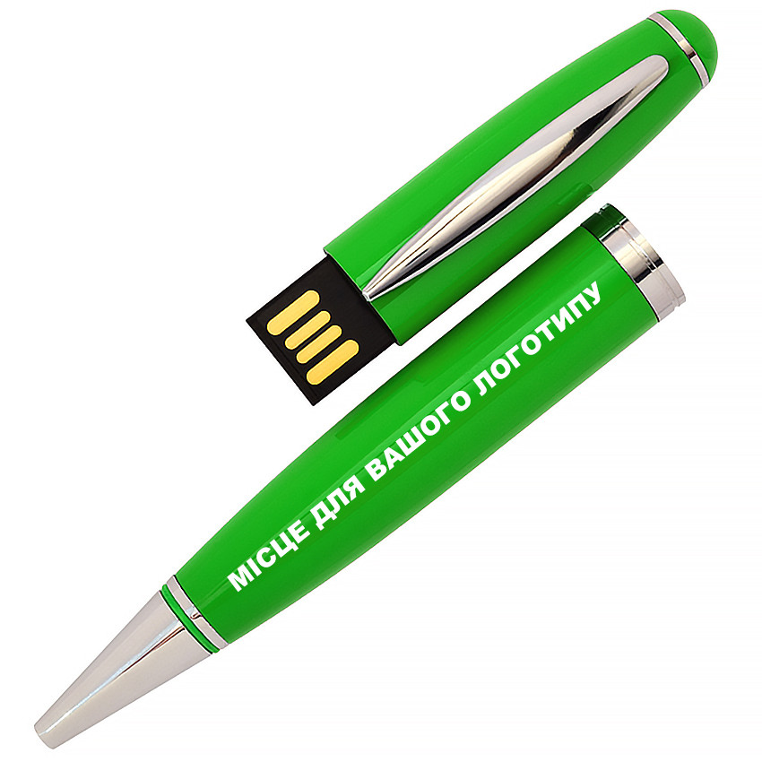 USB Флеш накопичувач РУЧКА 16ГБ ЗЕЛЕНИЙ (під нанесення) 1122-5-16GB | Юсб флешка
