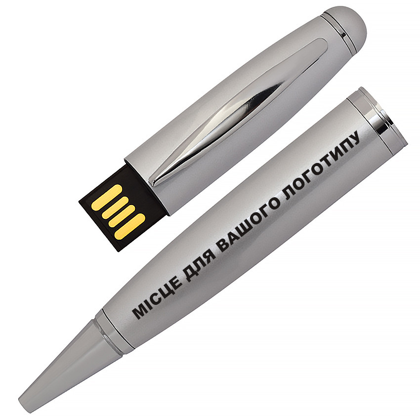 USB Флеш накопичувач РУЧКА 8ГБ СРІБНИЙ (під нанесення) 1122-6-8GB | Юсб флешка