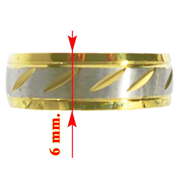 Кольцо Обручальное 6 мм под Золото Комбинированное, из Нержавеющей Стали разм 19,20,21, Бижутерия - фото 3 - id-p988481976