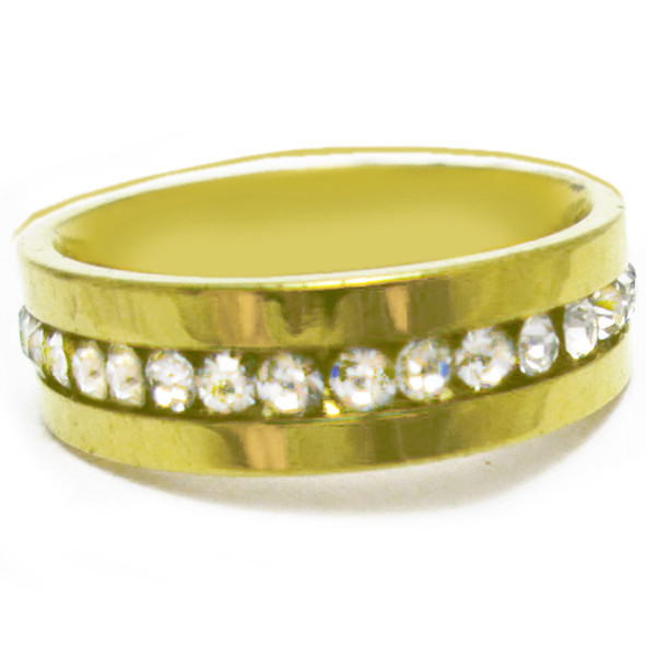 Обручку 6 мм під Золото Зі Стразами з Нержавіючої Сталі, розміри 17,18,19,20,21, Біжутерія Каблучки, фото 1
