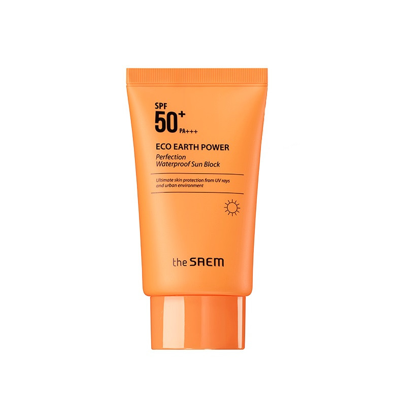 Водостійкий сонцезахисний крем The Saem Eco Earth Power Perfection Waterproof Sun Block SPF50+PA +++ 50 г