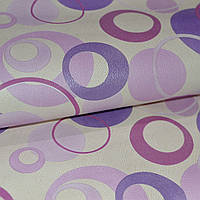 Обои на стену бумажные светлые с розово-фиолетовыми кругами 0,53*10м