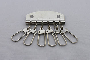 Ключниця на 6 карабінів, ширина 48 мм, колір - нікель, артикул СК 5456