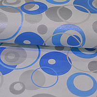 Обои на стену бумажные светлые с серо-голубыми кругами 0,53*10м